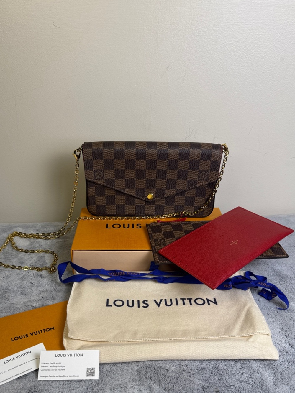 Louis Vuitton Damier Ebene Pochette Felicie - Full Set - Microchipped
